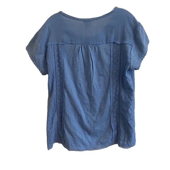 Sundance Nero Eyelet Tee Shirt Sky Blue Top Small - Picture 2 of 7